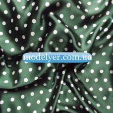 Ткань Атлас горох мелкий (Зелено-белый)